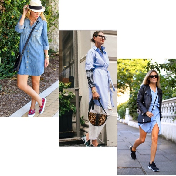 beachlunchlounge Dresses & Skirts - Denim Chambray Shirt Dress Tunic Kimono